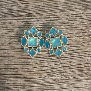 Kendra Scott Gold and Teal Statement Earrings